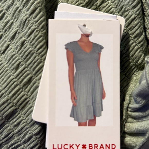 Lucky Brand Green Dress with Pleats & Ruffles, V-Neck, Size Small, NWT - Picture 5 of 11